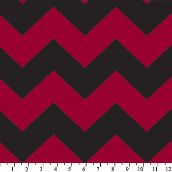 Premium Anti-Pill Chevron Stripes Red Black Fleece 410