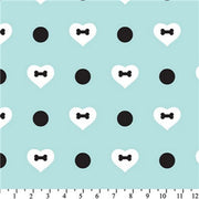 Premium Anti-Pill Fifi & Romeo Heart Polka Dot Aqua Fleece 608