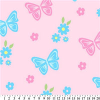 Premium Anti-Pill Butterflies & Flowers Pink Fleece 614