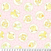 Anti-Pill Baby Animals In Circles Pink Fleece 619