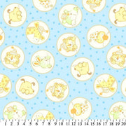 Anti-Pill Baby Animals In Circles Blue Fleece 653