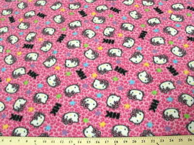 Anti-Pill Hello Kitty Leopard Hot Pink Fleece A33