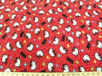 Anti-Pill Hello Kitty Leopard Red Fleece A41