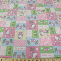 Anti-Pill Hello Kitty Patchwork Pink Multi Colored Fleece A14