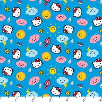 Hello Kitty Rain Or Shine Tossed Icons Blue Cotton HK-25