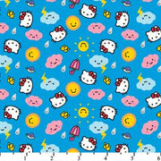 Hello Kitty Rain Or Shine Tossed Icons Blue Cotton HK-25