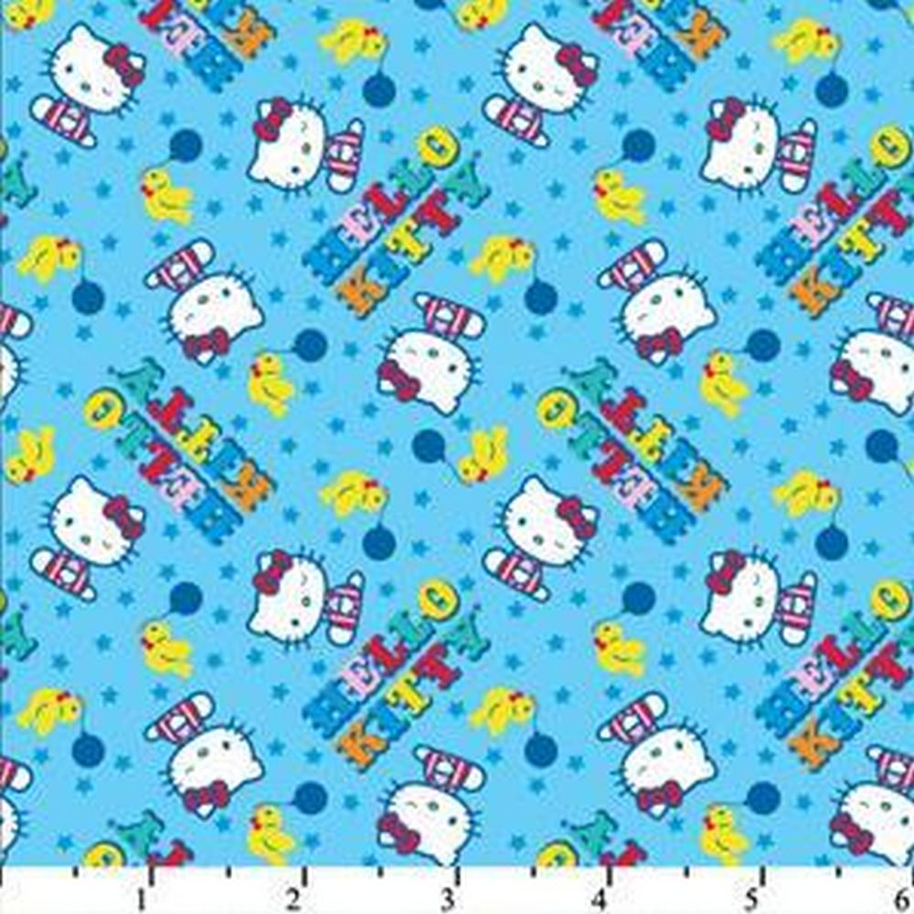 Hello Kitty Big Top Scattered Blue Cotton HK-27