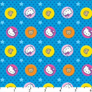 Hello Kitty Big Top Circles & Stars Blue Cotton HK-29