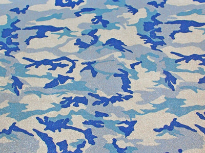 Blue Camouflage Metallic Micro Dot Spandex SP-14