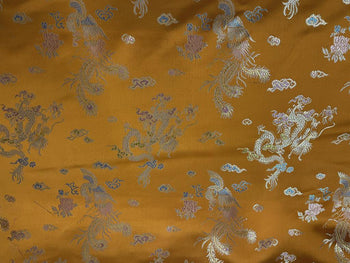 Chinese Satin Dragon/Phoenix Brocade Orange