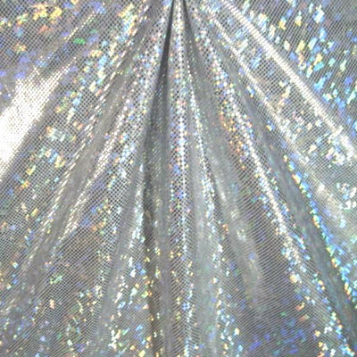 Metallic Hologram Foil Spandex SILVER WHITE