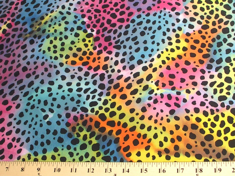 UV Glow Rainbow Leopard Print Spandex Fabric