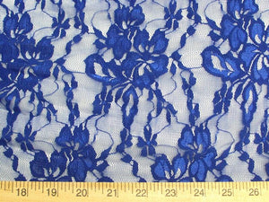 Flower Stretch Lace ROYAL BLUE SL-51 "LAST PIECE MEASURES 1 YARD 28 INCHES"