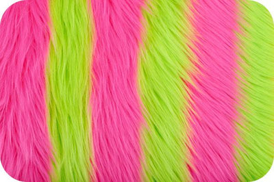 Striped Shaggy Fur HOT PINK/LIME SF-3