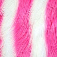Striped Shaggy Fur HOT PINK/WHITE SF-6