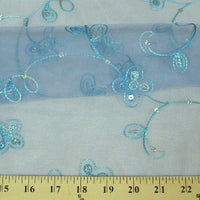 Embroidered Flower Sequins Organza TURQUOISE EM-5