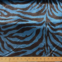Zebra Charmeuse Satin Turquoise/Teal/Black