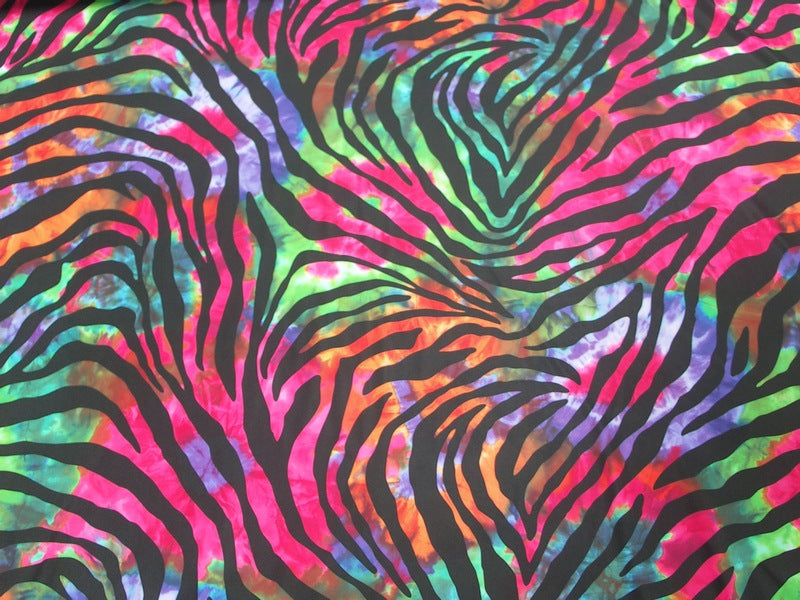 UV Glow Rainbow Leopard Print Spandex Fabric