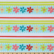 Misc Minky Cuddle Prints WHITE AQUA DAISY STRIPE