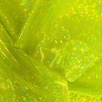 Metallic Hologram Foil Spandex NEON YELLOW/GREEN