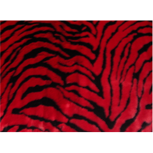 Zebra Long Pile Minky Fur RED